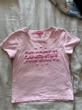 Sugar Thrillz Pink Short Sleeve Tee with 3D Slogan